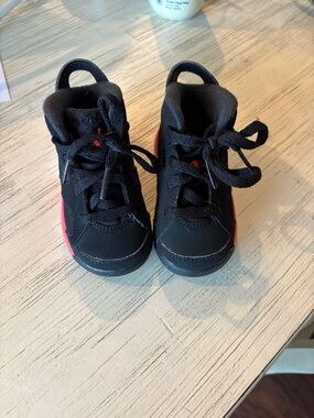 Jordan Kids Black and Red High-Top Sneakers